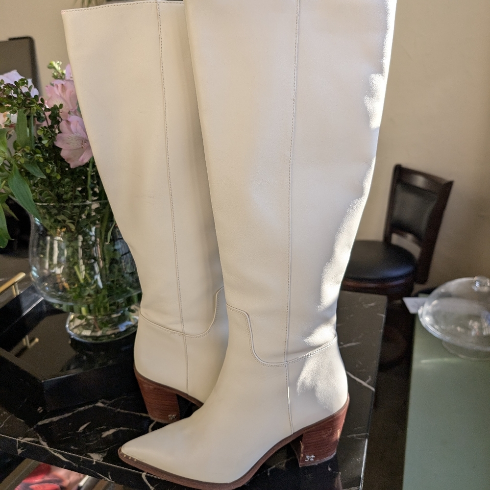Sam Edelman Ivory Lindsey Leather Boot Size 8.5
